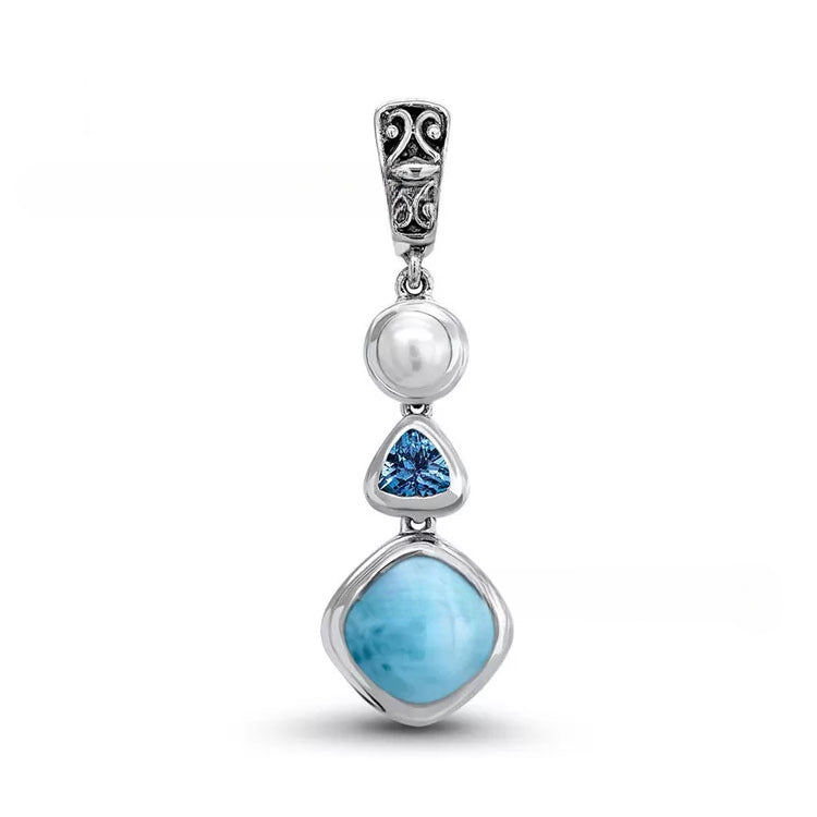 Belifi Silver Larimar Necklace