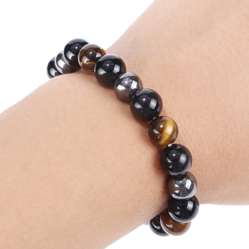 Triple Protection Bracelet - Tiger’s Eye, Obsidian, Hematite