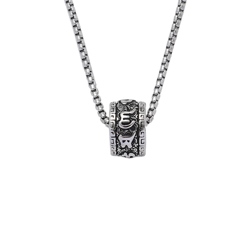 Titanium Steel Buddhist Mantra Necklace - Six True Words