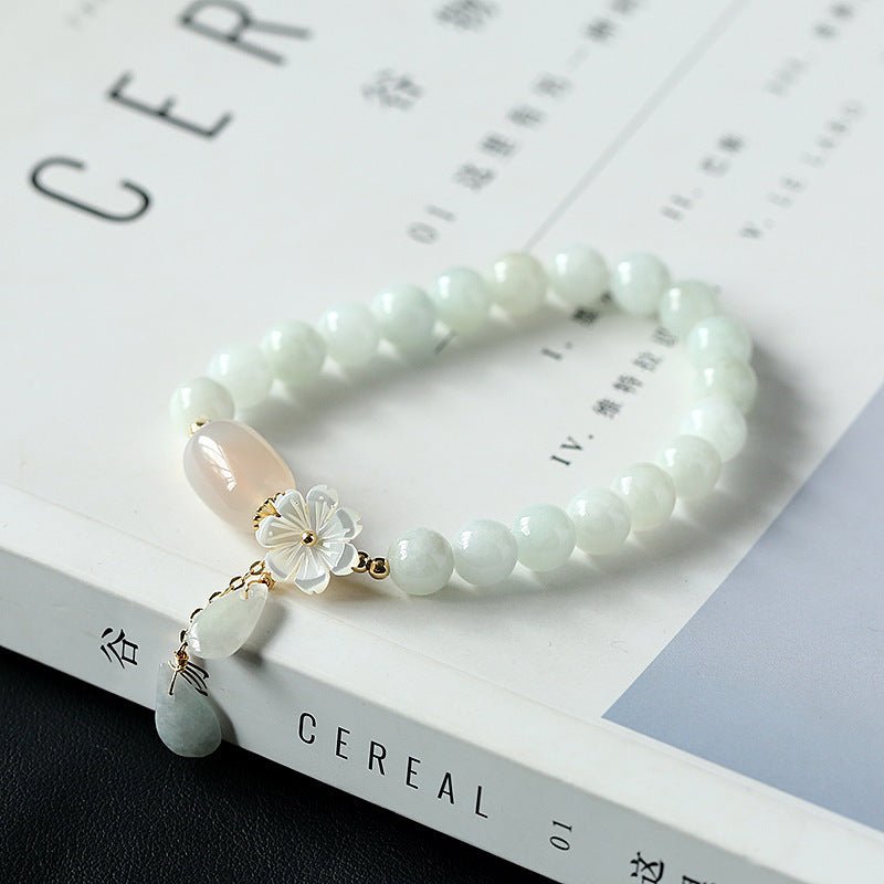 Natural White Jade Bracelet - Symbol of Luck