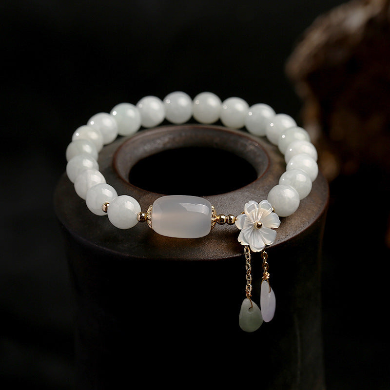 Natural White Jade Bracelet - Symbol of Luck