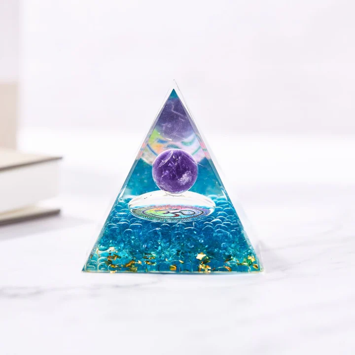 Amethyst Orgonite Pyramid - Orgone Energy Generator