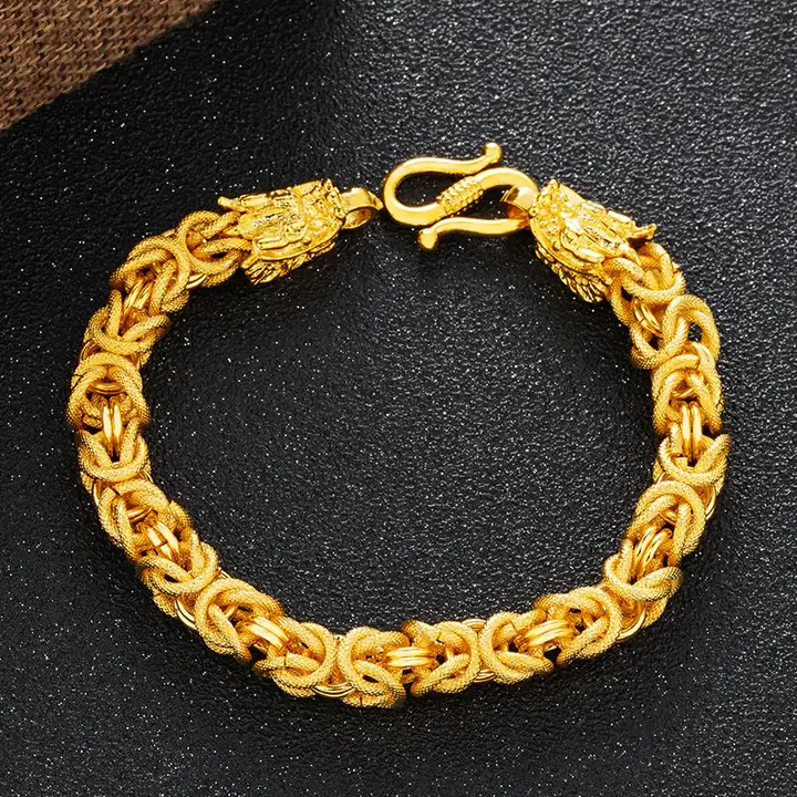 Double-Headed Golden Dragon Bracelet - Success & Fortune