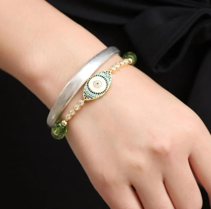 Peridot Style Evil Eye Bracelet