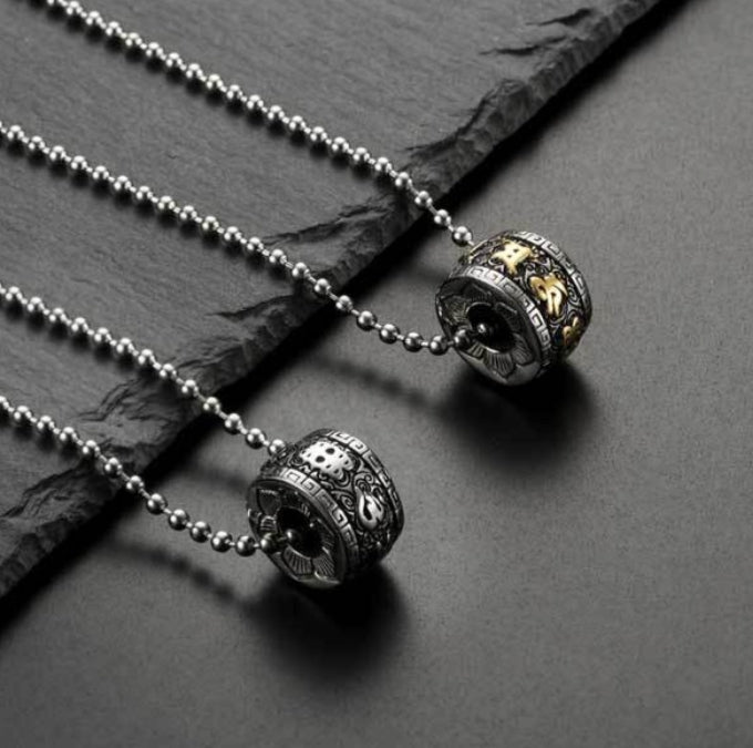 Titanium Steel Buddhist Mantra Necklace - Six True Words