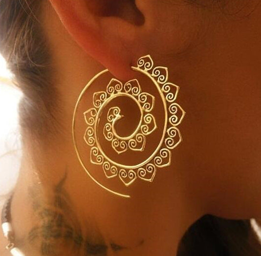 Spiral Hippie Hoops - Large Statement Earrings