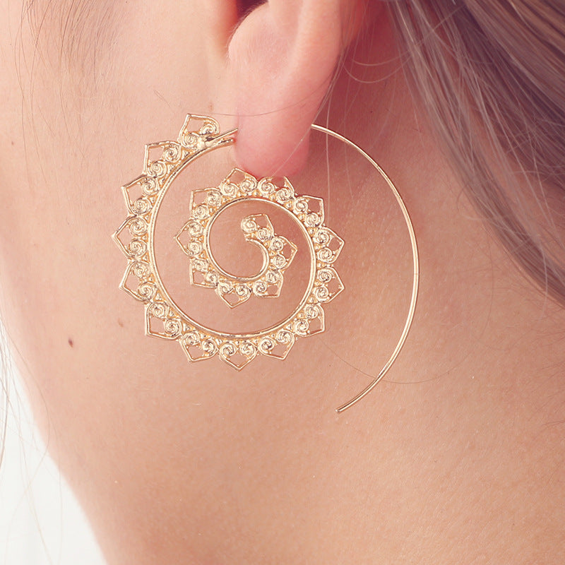 Spiral Hippie Hoops - Large Statement Earrings