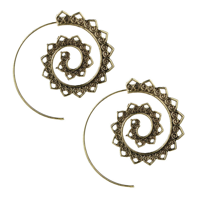 Spiral Hippie Hoops - Large Statement Earrings