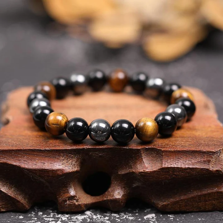 Belifi-Triple Protection Bracelet - Tiger’s Eye, Obsidian, Hematite