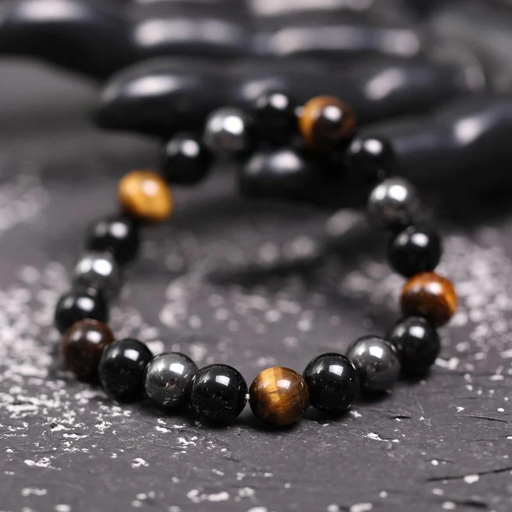 Belifi-Triple Protection Bracelet - Tiger’s Eye, Obsidian, Hematite