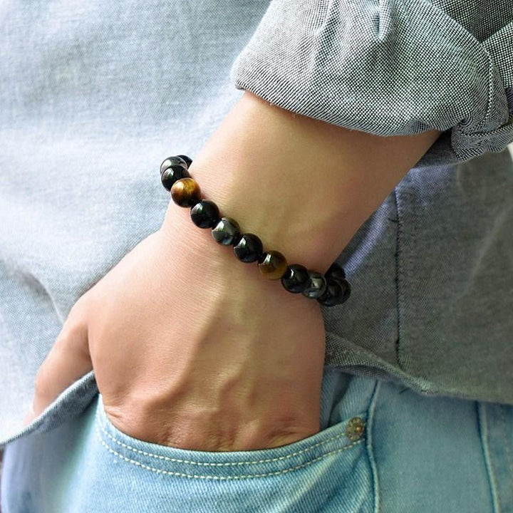 Belifi-Triple Protection Bracelet - Tiger’s Eye, Obsidian, Hematite