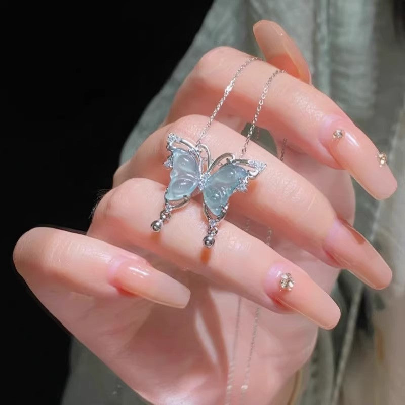 Light green butterfly necklace