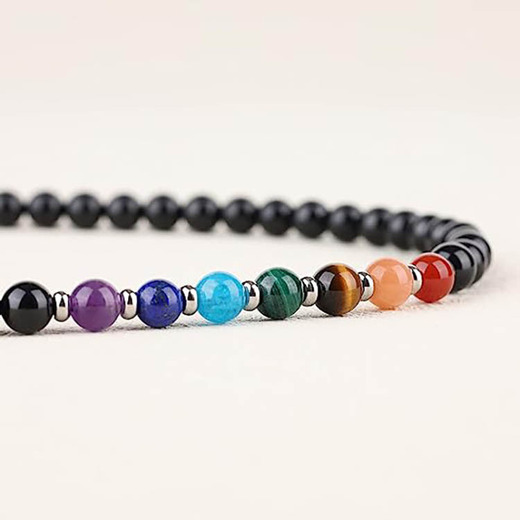 BLACK ONYX SEVEN CHAKRA ENERGY BRACELET