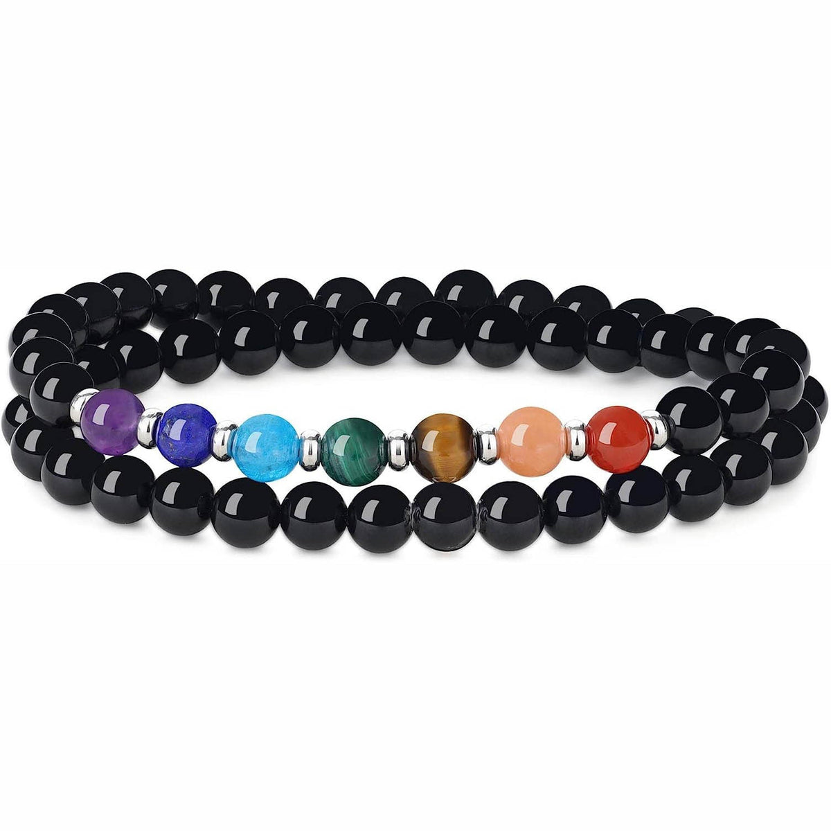 BLACK ONYX SEVEN CHAKRA ENERGY BRACELET