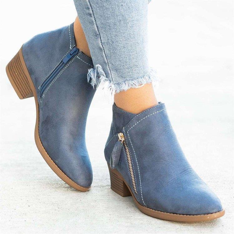 Belifi Chunky Heel Women's Suede Low-heel Short Martin Boots