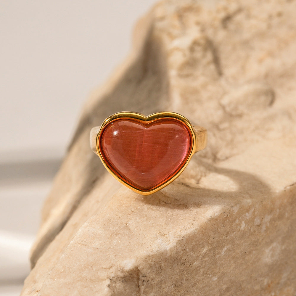 Lepidolite Heart Adjustable Ring