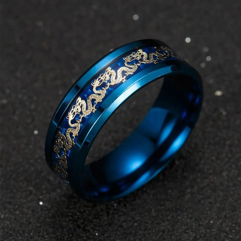 Chinese Dragon Inlay Ring - Attract Luck