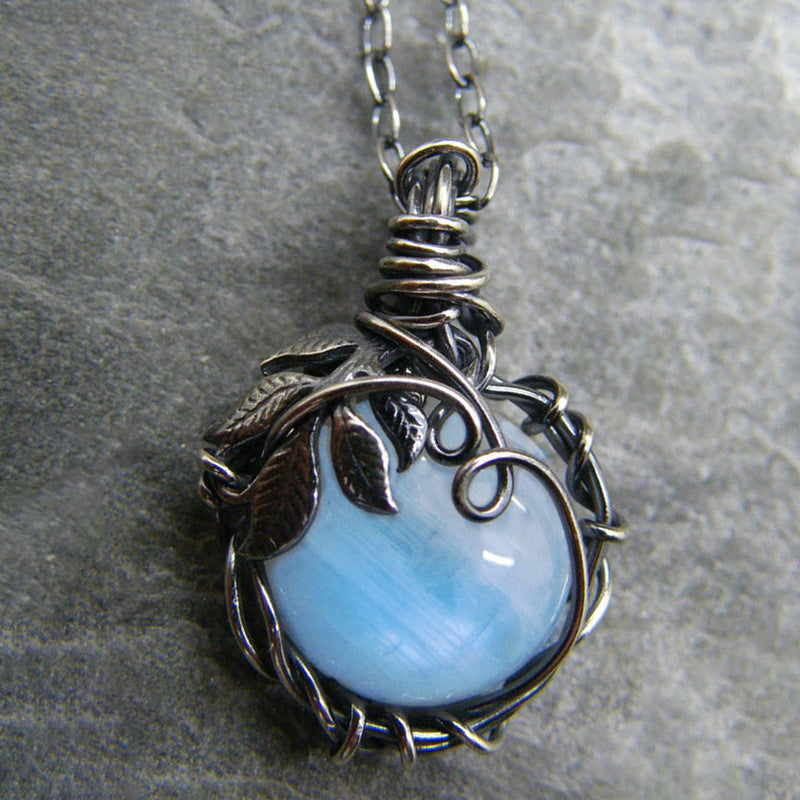 Wrapped moonstone necklace