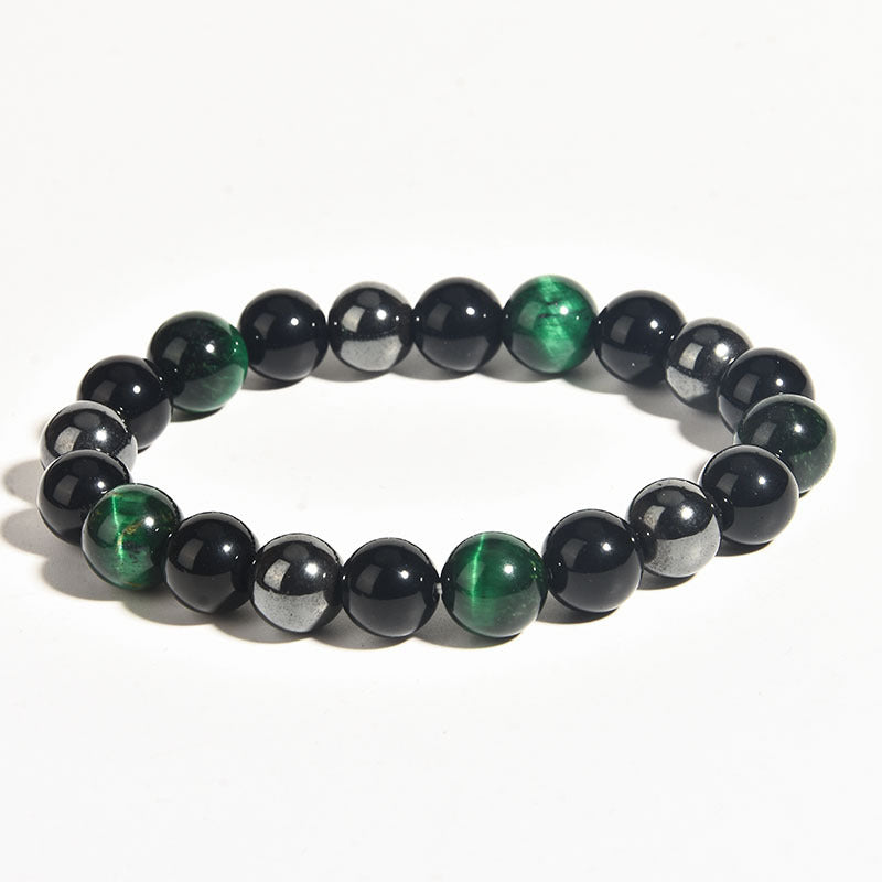 Belifi-Triple Protection Bracelet - Tiger’s Eye, Obsidian, Hematite