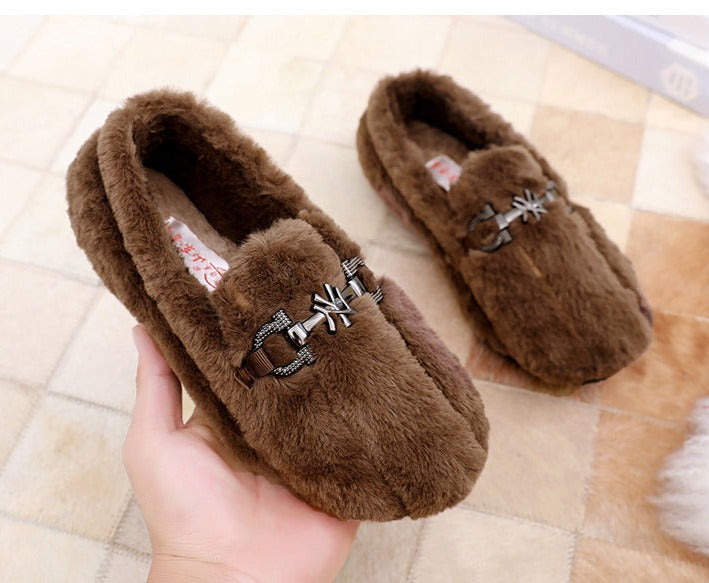 Belifi Winter Women's Fashionable Furry Casual Pea Shoes