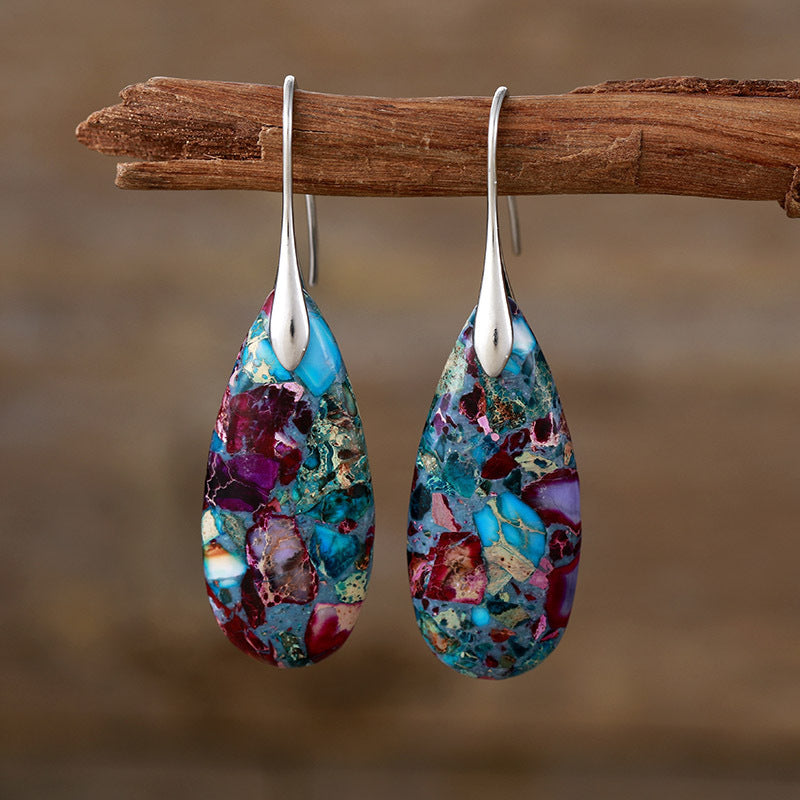 Emperor Stone Earrings - Healing Crystal for Wellness