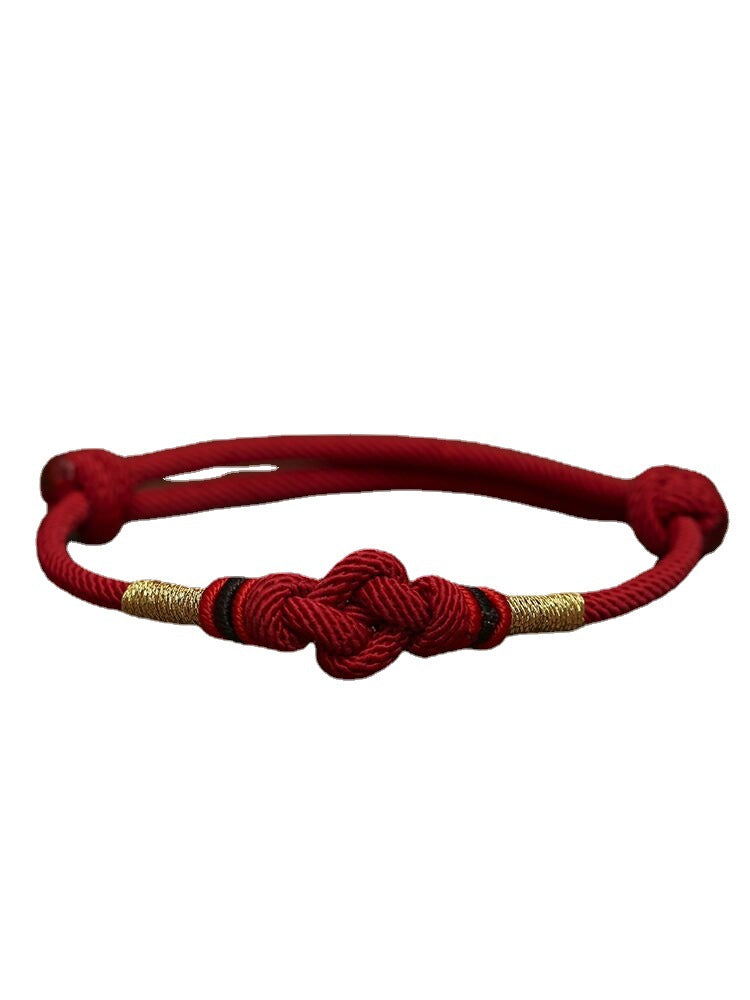 Couple Bracelet with Red String and Jade Fortune Knot