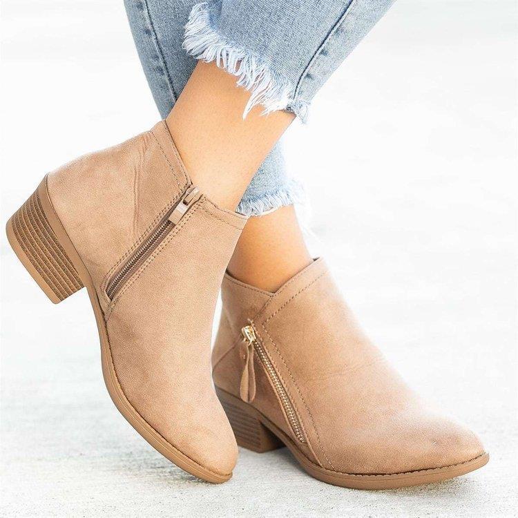 Belifi Chunky Heel Women's Suede Low-heel Short Martin Boots