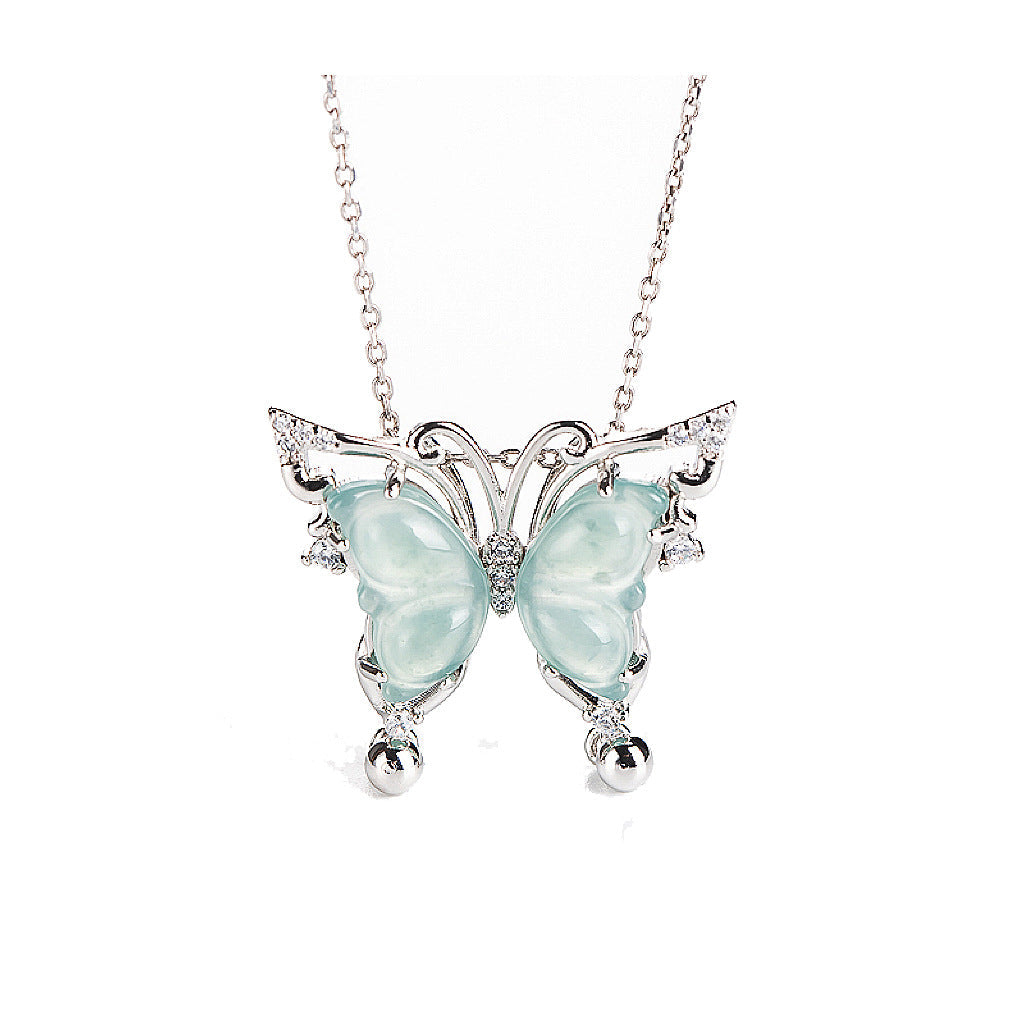 Light green butterfly necklace