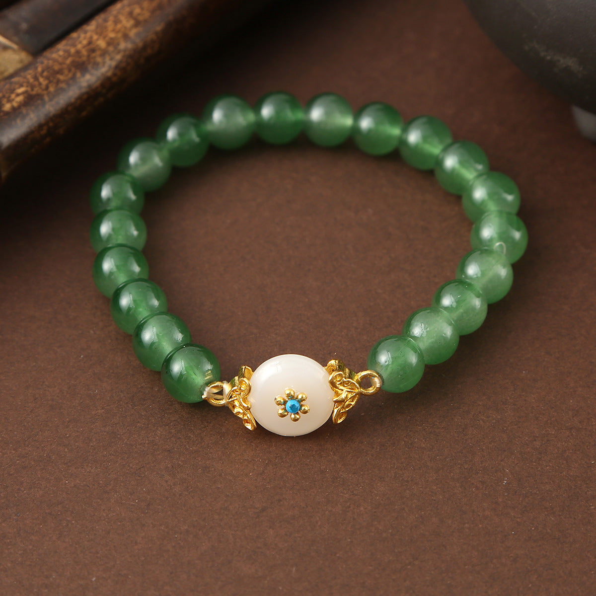 Defensive Trio Jade Stone Evil Eye Bracelet