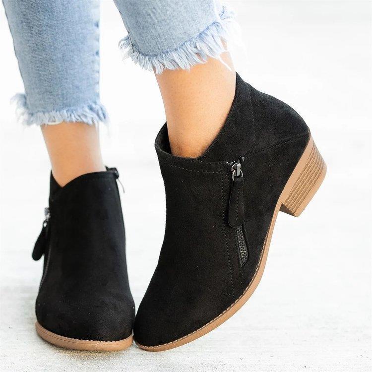 Belifi Chunky Heel Women's Suede Low-heel Short Martin Boots