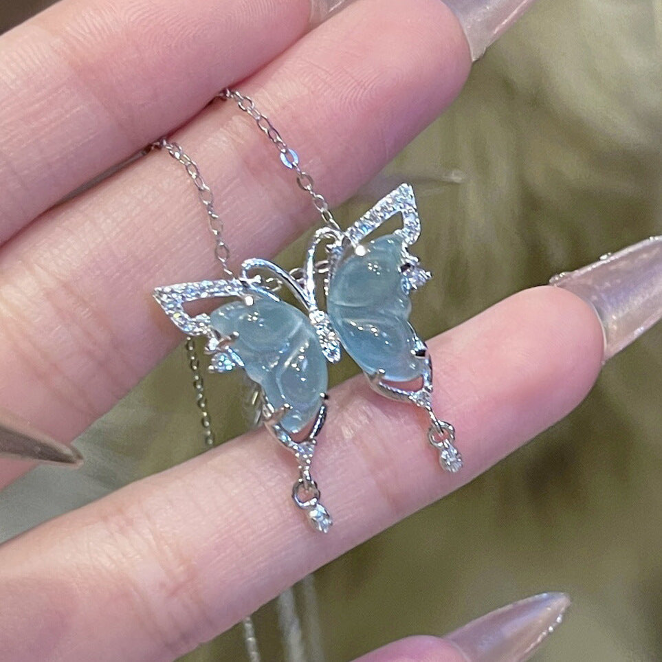 Light green butterfly necklace