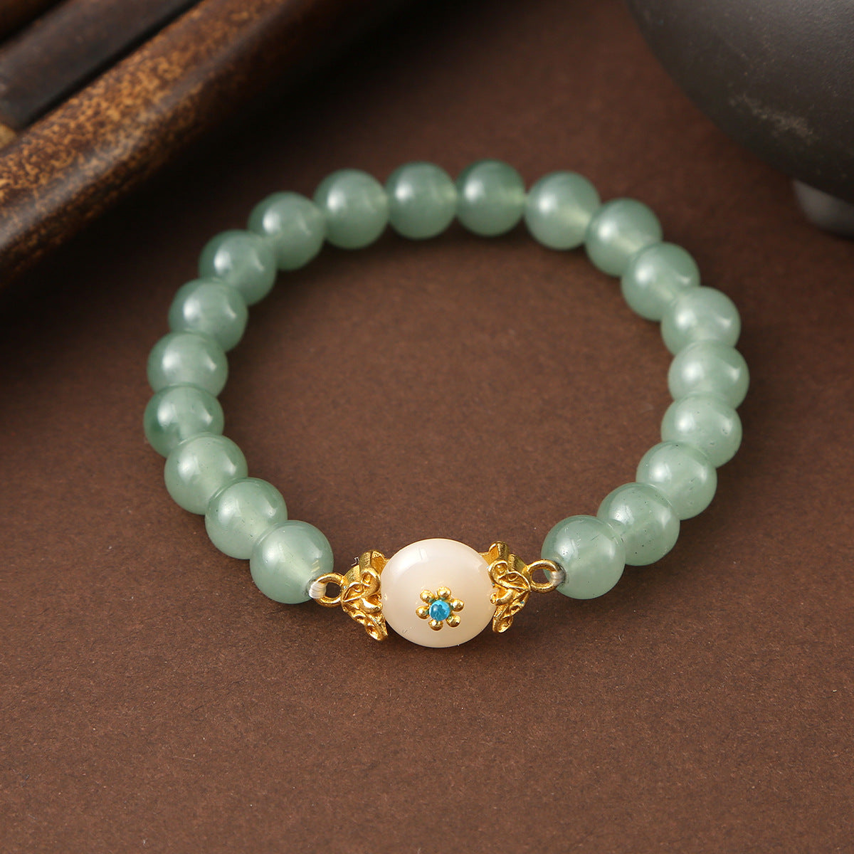 Defensive Trio Jade Stone Evil Eye Bracelet