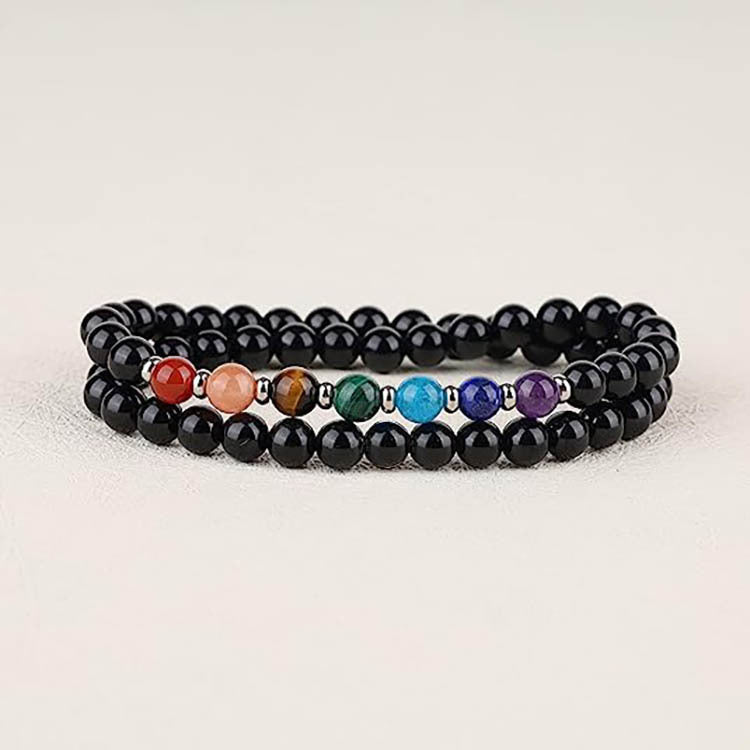 BLACK ONYX SEVEN CHAKRA ENERGY BRACELET