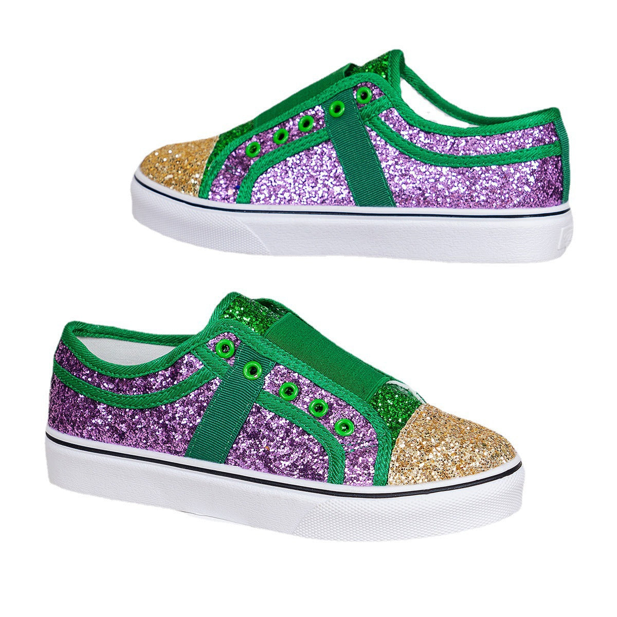 Belifi Flat Low-Cut Color-Block Sequin Sneakers