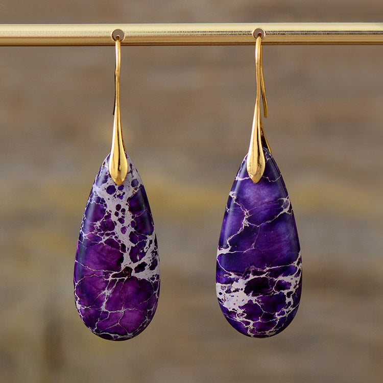 Emperor Stone Earrings - Healing Crystal for Wellness