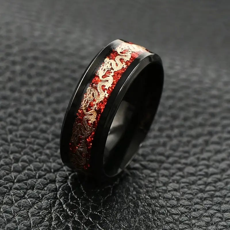 Chinese Dragon Inlay Ring - Attract Luck