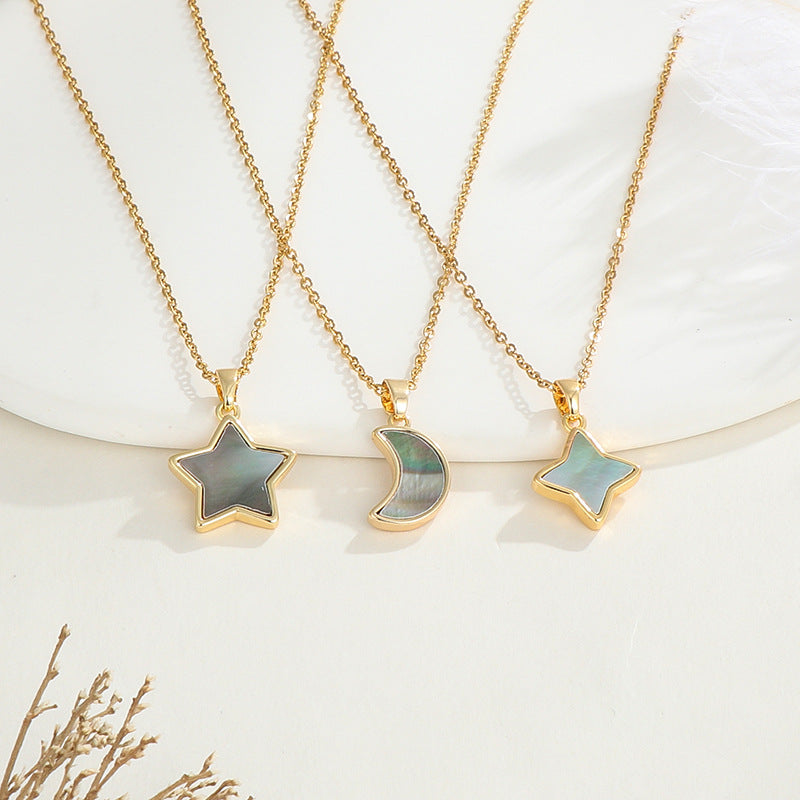 CRESCENT MOON RAW GEMSTONE NECKLACE