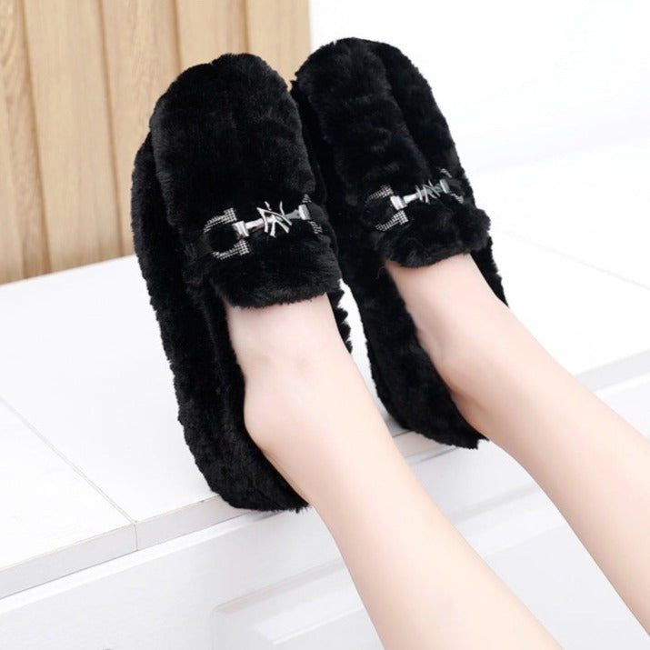 Belifi Winter Women's Fashionable Furry Casual Pea Shoes