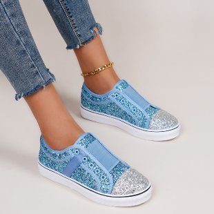 Belifi Flat Low-Cut Color-Block Sequin Sneakers