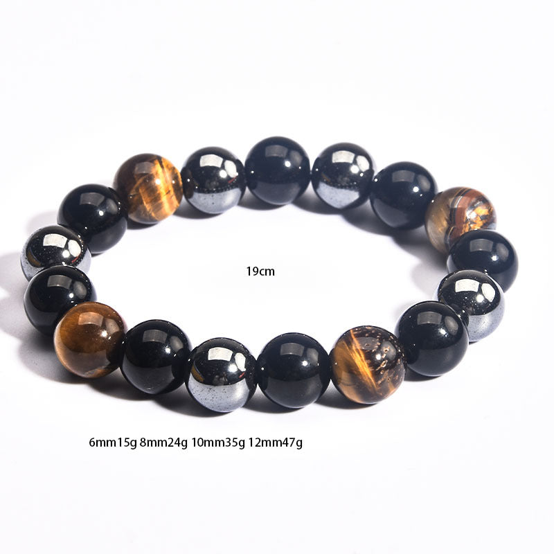 Belifi-Triple Protection Bracelet - Tiger’s Eye, Obsidian, Hematite