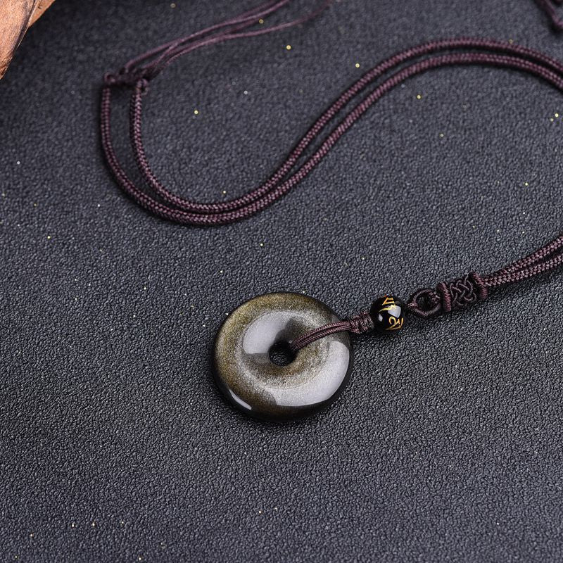 Buddha Stones Necklace - Tibetan Obsidian for Protection