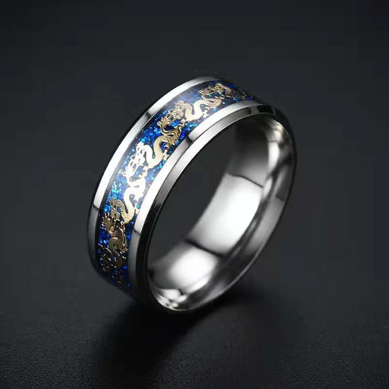 Chinese Dragon Inlay Ring - Attract Luck