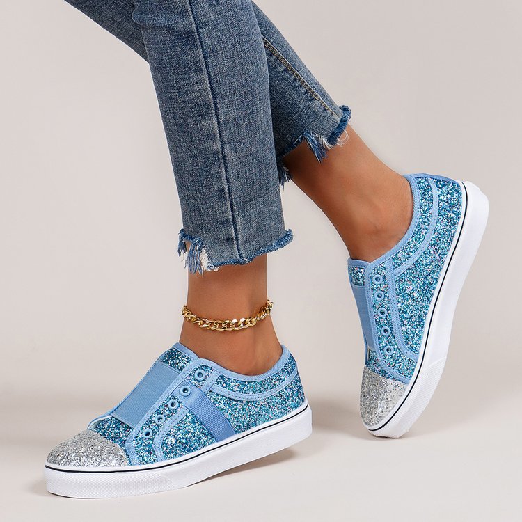 Belifi Flat Low-Cut Color-Block Sequin Sneakers