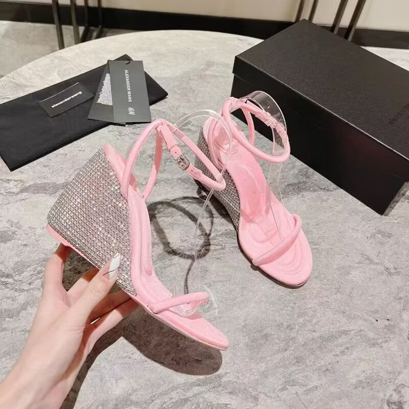 Belifi Temperament Rhinestone Wedge Sandals