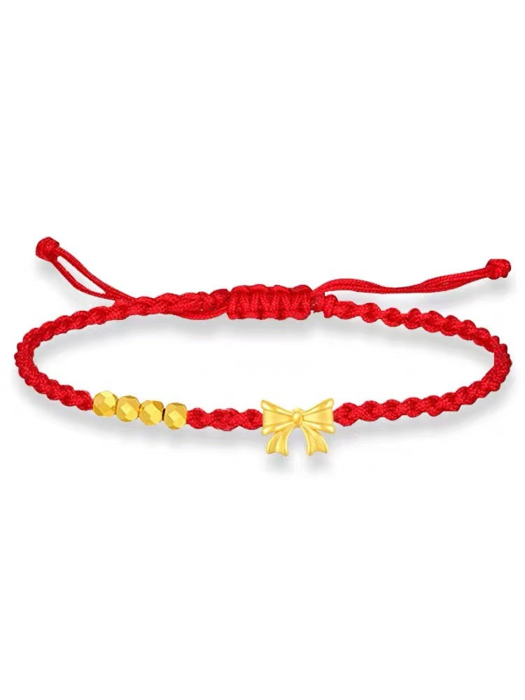 Enchanting Love - Red String Gold Heart Charm Bracelet