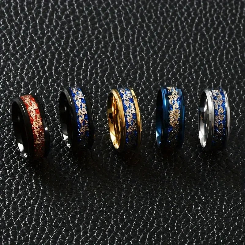 Chinese Dragon Inlay Ring - Attract Luck