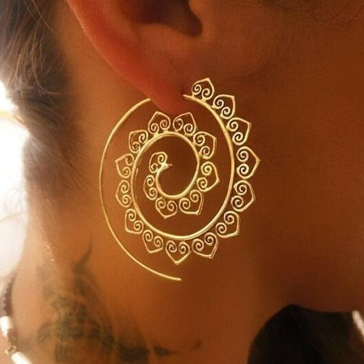 Spiral Hippie Hoops - Large Statement Earrings