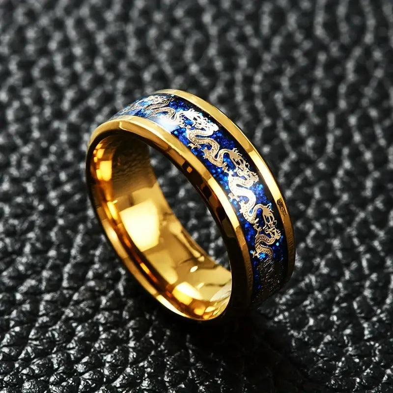 Chinese Dragon Inlay Ring - Attract Luck