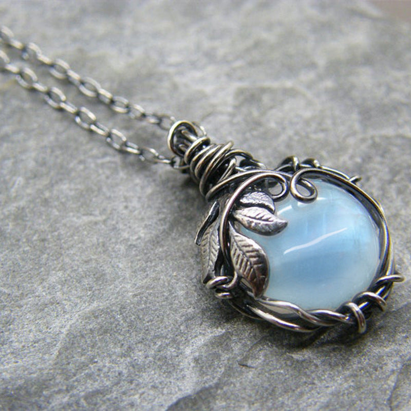 Wrapped moonstone necklace