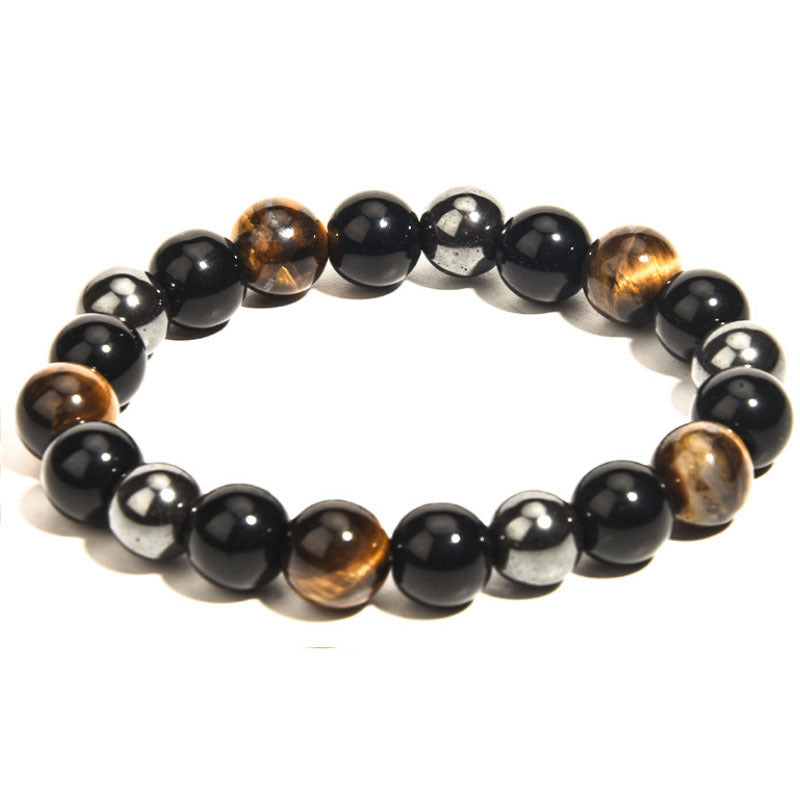 Belifi-Triple Protection Bracelet - Tiger’s Eye, Obsidian, Hematite